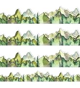 JarThenaAMCS Mountain Bulletin Board Border Watercolor Green Mountain Tree Die Cut Trim Border Ro...