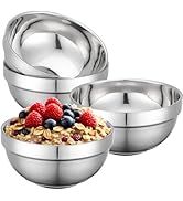 Offiper Stainless Steel Bowls, 4 Pack 5.1in 15.9oz 470ml Mini Small SUS304 Double Wall Insulated ...