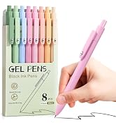 Piochoo Aesthetic Pens, 8 Pcs 0.5mm Gel Pens, No Smudge Quick Dry Smooth Writing Pens, Cute Black...