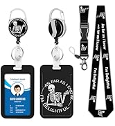 Skull Badge Holder Lanyard ID Card Holders Detachable Name Tag Clips Cute Funny Nurse Teacher Off...