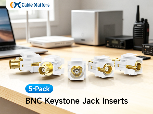 5-Pack Gold-Plated BNC Keystone Jack Inserts