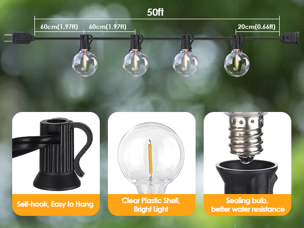 50ft globe string lights