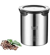 Stainless Steel Vacuum Seal Coffee Canister With Clear Lid, Airtight Food Storage Container With ...