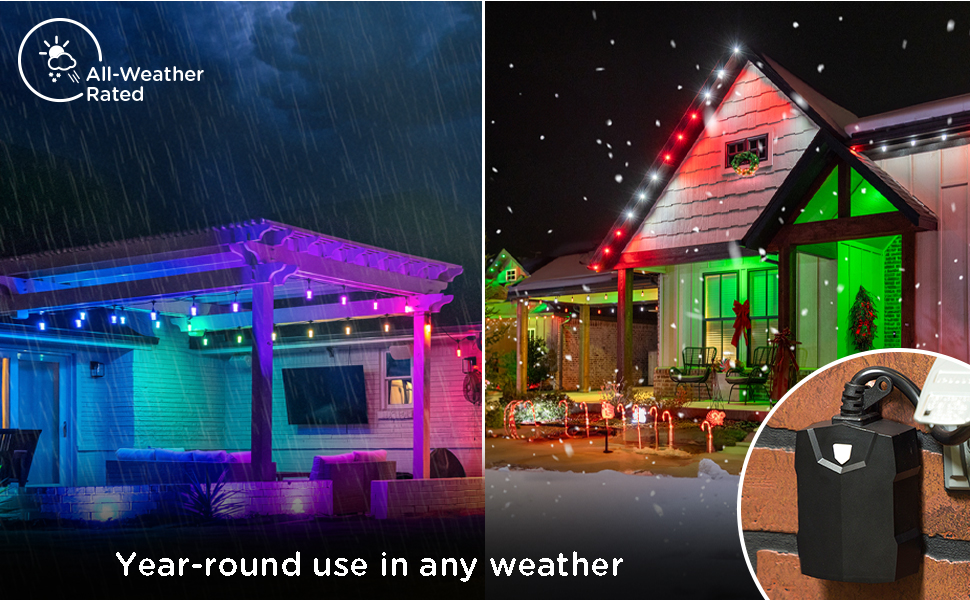 all weather rated, perfect for christmas decorations or summer bbqs