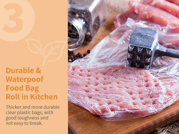 clear plastic food bags roll