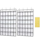 SAVERHO 2 Pack 36 Pockets Classroom Pocket Chart for Cell Phone Calculator Holder,Clear Pocket Ch...