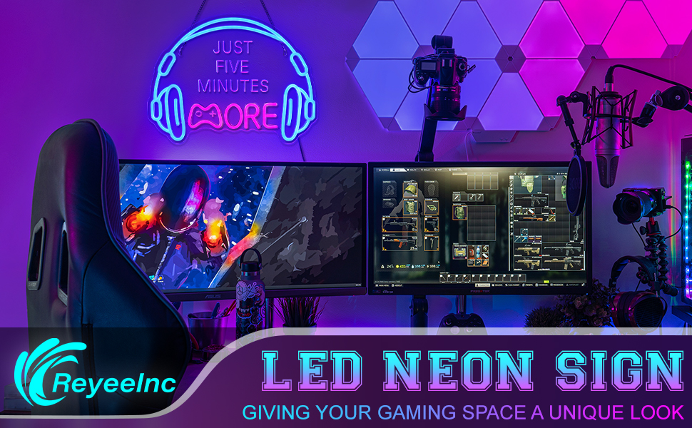 Gaming Headset Neon Sign Dimmable Headphones Led Light Sign Gaming Neon Sign for Wall Decor