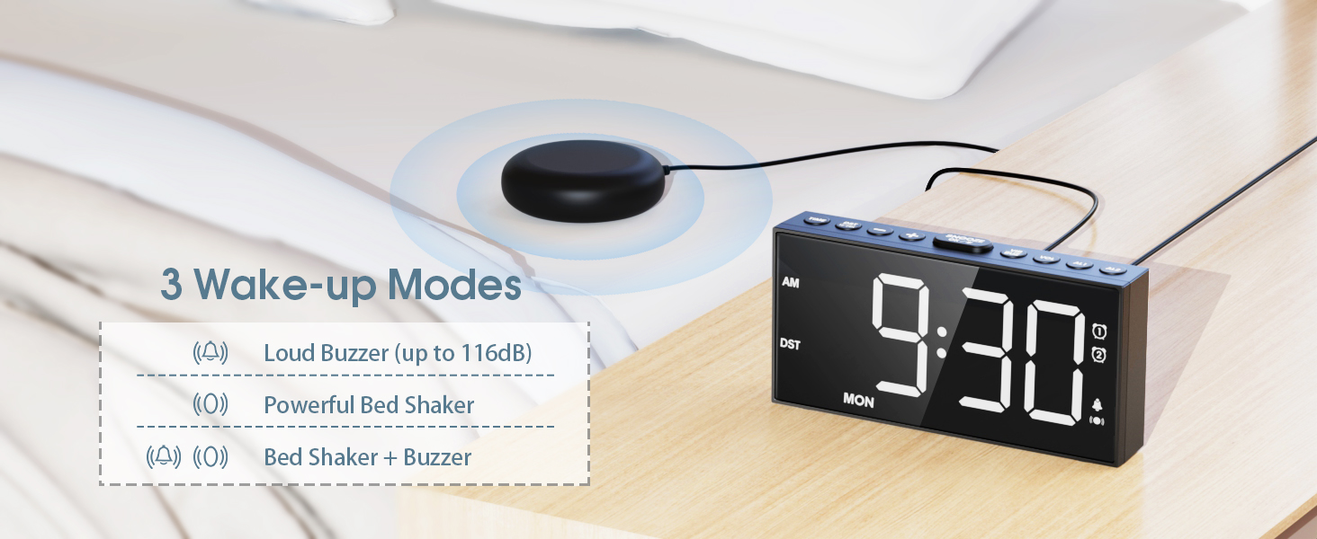 Alarm Clock with Bed Shaker
