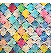Haton Window Privacy Film Stained Glass Film, Rainbow Decorative Window Cling, Static Cling Sun B...