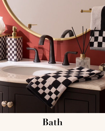 Courtly Check, classic bath decor, clean and modern check design.