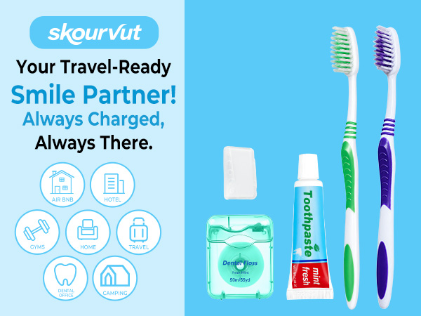 disposable toothbrushes with toothpaste and floss