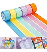 HUIHUANG Pastel Satin Ribbon Thin Ribbon Satin Ribbon Assortment Set 1 Inch x 30 Yards Double Fac...