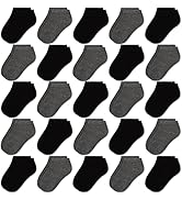 GENTABY Kids Ankle Socks, Boys/Girls No Show Low Cut Socks, 25 Pairs Bulk Pack for School, Sizes ...