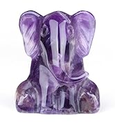 YATOJUZI 2" Amethyst Crystal Elephant Decor Statue Elephant Gifts for Women Hand Carved Crystal D...