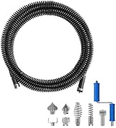 DTNESS 32.8ft x 1/2" Drain Snake Plumbing Pipe Cleaning Cable w/ 6 Cutters | Heavy-Duty Stainless...