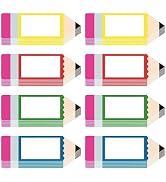 Whaline 40 Pack Magnetic Dry Erase Labels 4 Colors Pencil Shaped Writable Tag Magnets Name Tag La...