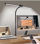 Gooseneck Led Desk Lamp with Clamp, Desk Lamp with Eye Protection, Remote Control with Desk Light...