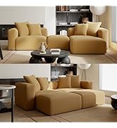 Acanva Corduroy Modular L Shaped Sectional Sofa, 4 Seater Free Combination Corner Couch, Converti...