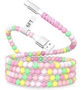 6 ft USB A to USB C Cable Beaded Charger for Apple Cute Bead Tangle-Free Cord Cables for Carplay ...