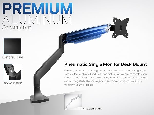 Pneumatic Single Monitor Desk Mount