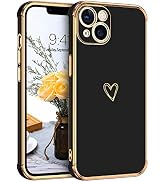 DOMAVER for iPhone 13 Case Luxury Cute Gold Heart for Women Girls, Full Camera Protector Shockpro...