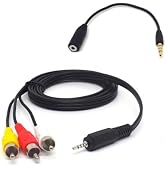 ELNONE 5 Feet 2.5mm AV Cable to 3 RCA Aux Jack, 3.5mm to 2.5mm Adapter for Smartphones, MP3, Tabl...