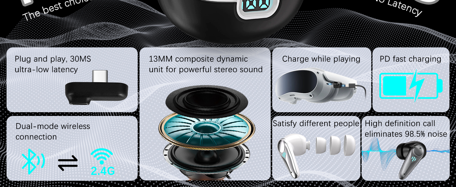 KASOTT 2.4GHZ Wireless Gaming Earbuds