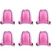 PLULON 6 Pcs Drawstring Bags Bulk Pink Drawstring Backpack String Backpack Cinch Sack Sport Gym B...