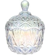 WADORN 23oz Large Glass Candy Dish with Lid, Clear Christmas Crystal Candy Jar with Lid Embossed ...