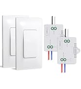 Self-Powered(No Battery Required) Wireless Light Switch(2 Pack)and Receiver Kit(2 Pack), Wall Swi...