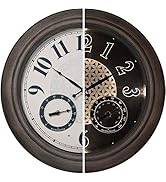 PresenTime & Co 18" Indoor / Outdoor Luminous Farmhouse Wall Clock with Thermometer & Hygrometer,...