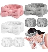 Crosize 7 Pack Headband and Wristband Set for Women - Spa Skin Care Terry Cloth Headbands and Tow...