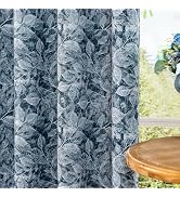 ChrisDowa 100% Navy Blue Blackout Floral Curtains 63 Inches Long 2 Panels | Room Darkening,Window...