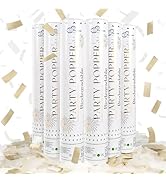 White Mix Gold Rice Confetti Cannon,6Pack Biodegradable Mulitcolor Confetti Poppers Party Shooter...