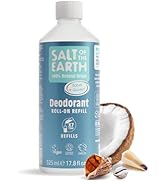 Natural Roll-On Deodorant Refill by Salt of the Earth, Ocean & Coconut - Vegan, Long Lasting Prot...