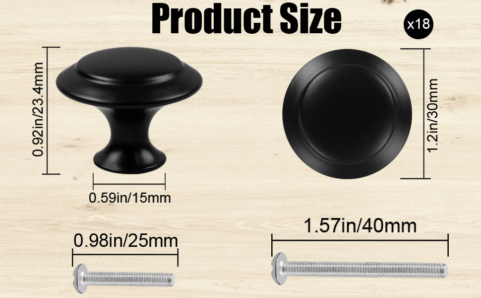 Drawer Knobs, 30mm Black Cabinet Knobs, Drawer Pulls and Knobs, Dresser Knobs, Kitchen Knobs