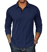 COOFANDY Mens Long Sleeve Polo Shirts Classic Casual Button Polo Tee Lightweight Collared Golf Shirt