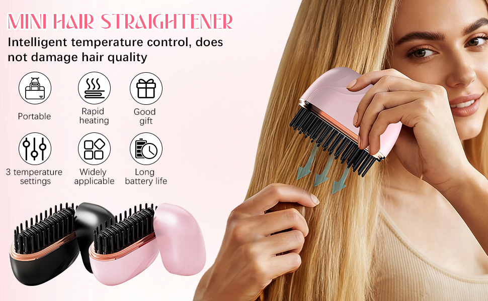 Mini Hair Straightener For Women, Effortlessly Straightens And Smooths Frizz