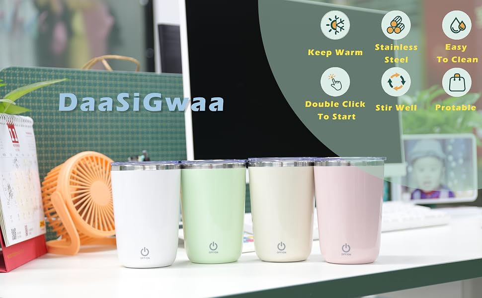 Rechargeable Self Stirring Mug - Magnetic Electric Auto Mixing Stainless Steel Cup
