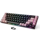 GEODMAER 65% Wireless Gaming Keyboard, LED Backlit Gaming Keyboard, 68 Keys Ultra-Compact Anti-gh...
