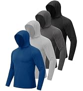 4 Pack Sun Hoodie for Men UV UPF 50+ Lightweight Fishing Shirts Rash Guard | SPF UV Protection Lo...