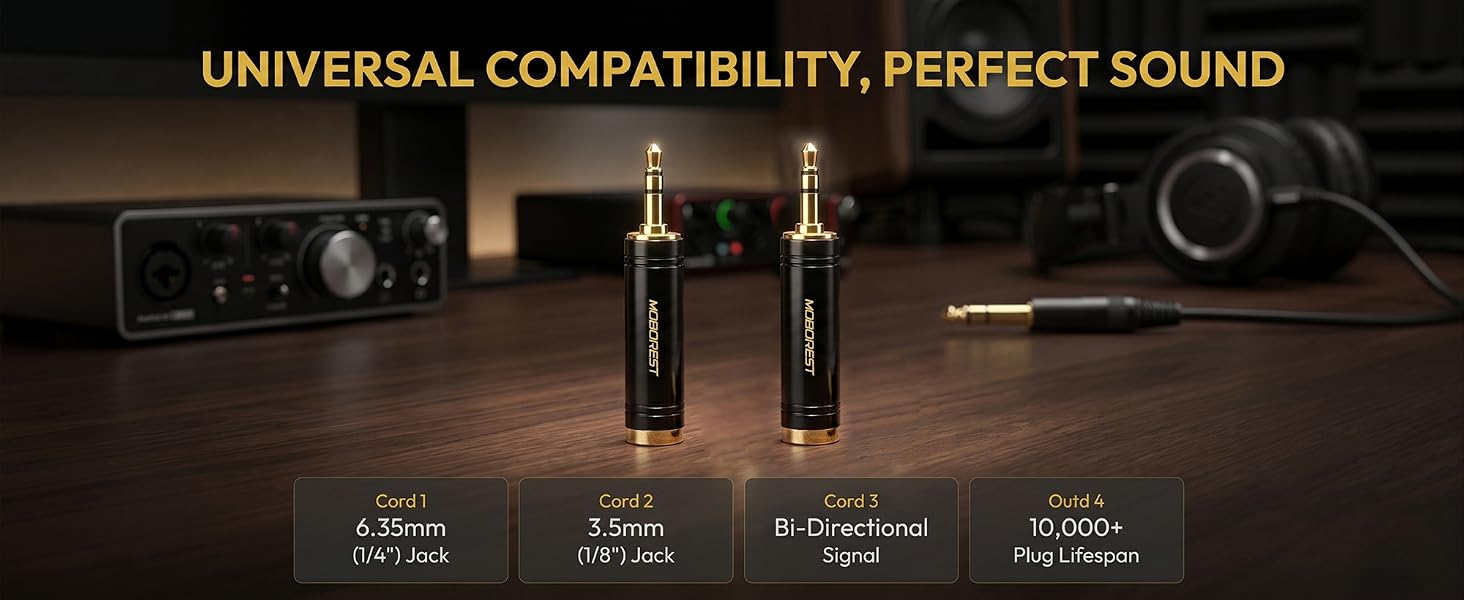 3.5mm to 1/4 (6.35mm) Stereo Pure Copper Adapter