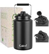Cafezi Gallon Water Bottle, 2-in-1 LID Flip Straw & Spout, Vacuum Insulated Stainless Steel Sport...