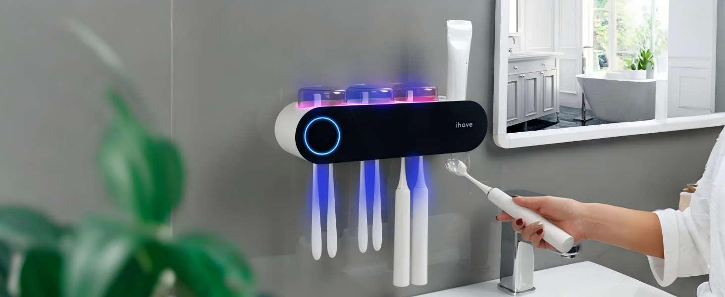 Toothbrush Holder Wall Mounted with Toothpaste Dispenser Bathroom Decor