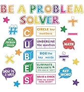 Naozinebi 41Pcs Math Bulletin Board Set Cubes Math Keywords Paper Cutouts Problem Solving Bulleti...