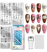 PH PandaHall 3pcs Western Nail Stamping Plate Cowboy Boots Hats Nail Art Stencils Horse Horseshoe...