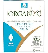 Organyc 100% Certified Organic Cotton Feminine Pads, Moderate Flow, 10 Count