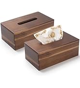 Tissue Box Cover Rectangle, Wood Tissue Box Holder, Wooden Facial Paper Holder for Bathroom, Bedr...