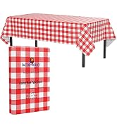 Red Gingham Vinyl Tablecloths - 54 In. x 70 In. - Pack Of 1 Rectangle Tablecloth - Black Flannel ...
