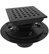 WEBANG 4 Inch Square Shower Floor Drain with Flange,Quadrato Pattern Grate Removable,Food-Grade S...